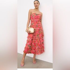 Leena for Mac Duggal Strapless Micro Ruffle Dress